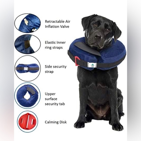 Calm Paws Behavior Support Protective Inflatable Collar Large w/Dog Calming Disc - Picture 2 of 6